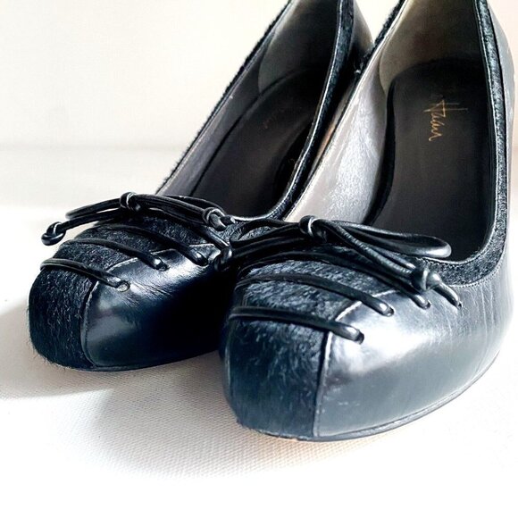 Cole Haan Classic Black LEather Cow Skin Corset Detail Heels 6.5B - Picture 6 of 9